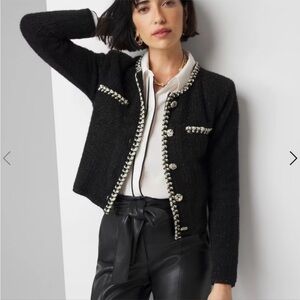 White House Black Market Black Tweed Blazer